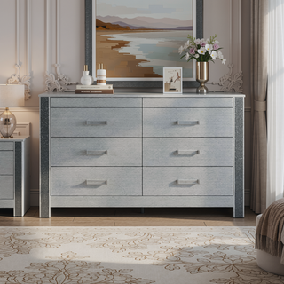 Sunvega Silver Nightstand with Spacious Drawers and Hidden Jewelry Compartment