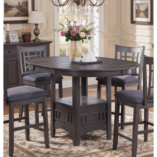 Sunvega Round Counter Height Dining Table with Leaf and Open Storage Base