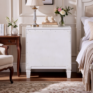 Sunvega Rustic Grey and Weathered White 2-Drawer Nightstand with Felt Liner