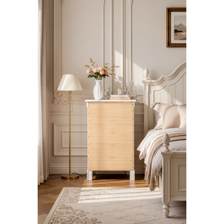 Sunvega Traditional Style Bedroom Chest with Carved Bases and Curved Mouldings