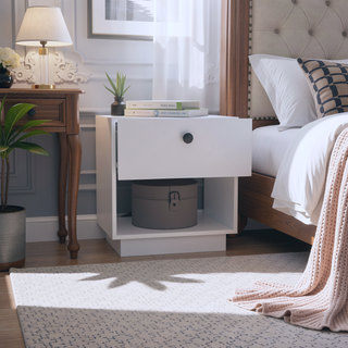 Sunvega Paris Nightstand with Drawer and Open Shelf for Bedroom Storage