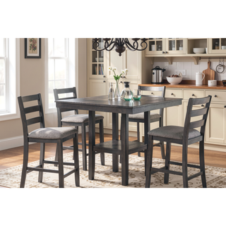 Sunvega Counter Height Dining Set with Shelve Base Table and Ladder Back Chairs