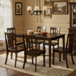 Sunvega Cappuccino Rectangular Dining Table Set with Three Chairs and Bench