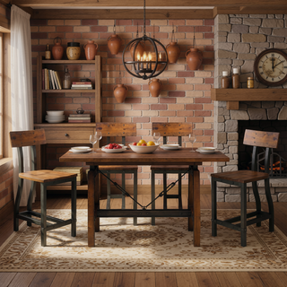 Sunvega 7-Drawer Dresser in Rustic Brown and Gunmetal Finish Wooden Furniture