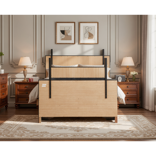 Sunvega Dark Brown Tufted Polyurethane Upholstered King Size Bed Frame