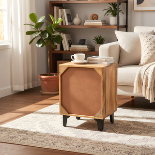 Sunvega Modern Solid Wood Nightstand with Smooth Gliding Drawers for Bedroom