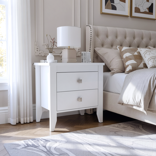 Sunvega White Windsor 2-Drawer Nightstand with Modern Style Legs
