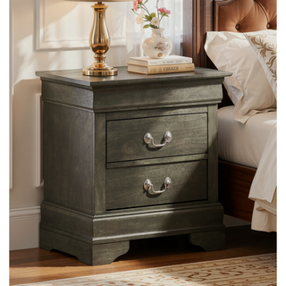 Sunvega Charming Traditional Gray Nightstand with Sturdy Construction and Elegant Finish