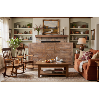 Sunvega Driftwood Pine Dining Table with Extendable Leaf and Distressed Heirloom Aesthetic