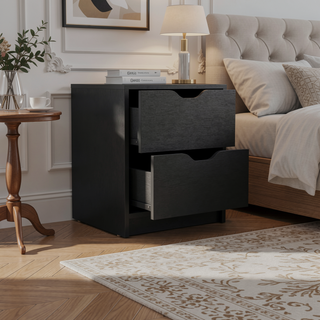 Sunvega Two Drawer Nightstand with Black Wengue Finish for Bedroom