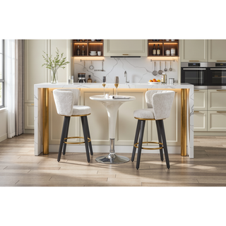 Sunvega 360 Swivel Counter Stools Set of 2 with Upholstered Backs and Goldy Footrest