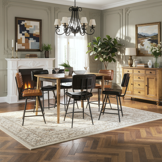 Sunvega Natural Sheesham Wood Mid-Century Modern Counter Height Dining Table