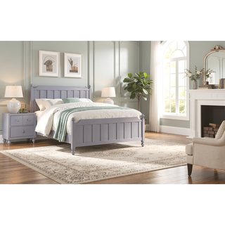 Sunvega Gray Finish Nightstand with Dovetail Drawers and Wood Knobs for Bedroom