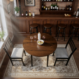 Sunvega 3-Piece Drop Leaf Dining Table Set with 2 Padded Chairs for Small Kitchen