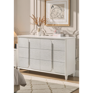 Sunvega Sleek Modern Nightstand with Two Spacious Drawers in Pearl White Finish