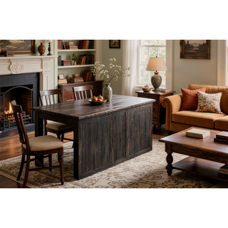 Sunvega Hand-Stained Acacia Wood Dining Table with Extendable Leaf