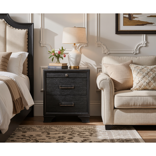 Sunvega Gray Finish Nightstand with Spacious Drawers and Acrylic Hardware
