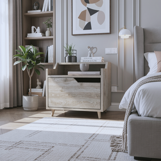 Sunvega Floating Nightstand with Dual-Tier Surface and Spacious Drawer for Bedroom