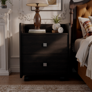 Sunvega Aura Nightstand End Table with Two Drawers Metal Handle and Superior Top