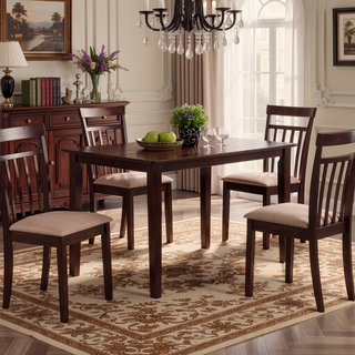 Sunvega Espresso and Beige 5-Piece Dining Set with Plush Microfiber Cushions