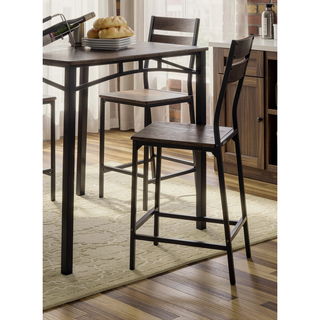 Sunvega Industrial Style Antique Brown 5pc Counter Height Dining Set Table And 4 Chairs