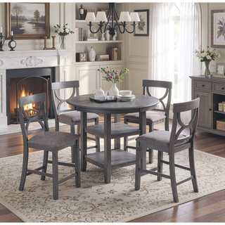 Sunvega Counter Height Dining Set with Round Table and Four Padded Chairs