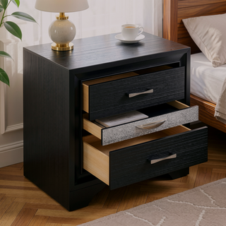 Sunvega Modern 3-Drawer Nightstand with Jewelry Storage for Bedroom
