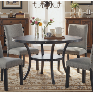 Sunvega Contemporary Natural Wood Rectangular Dining Table with Storage Shelve