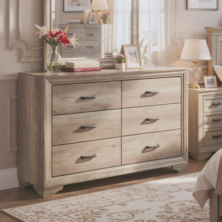 Sunvega Natural Finish Melamine Laminate Nightstand with 2 Dovetail Drawers