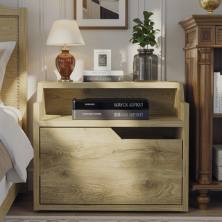 Sunvega Floating Nightstand with Spacious Drawer and Two-Tier Top for Bedroom Storage