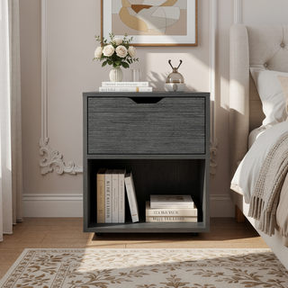 Sunvega 50x40x60 cm Nightstand End Table with Spacious Sliding Drawer