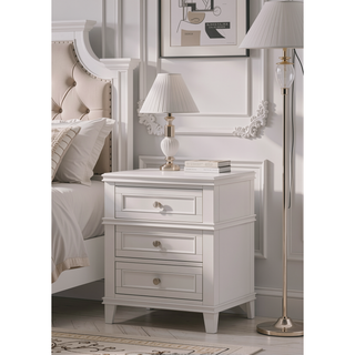 Sunvega 3 Drawer Nightstand with USB Charging Port and Custom Hardware