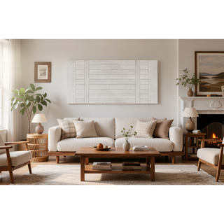 Sunvega Rustic White Oak Dining Table with Extendable Leaf Block Trestle Base