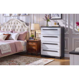 Sunvega Contemporary Black and Chalk White Finish 4-Drawer Chest Bedroom Furniture