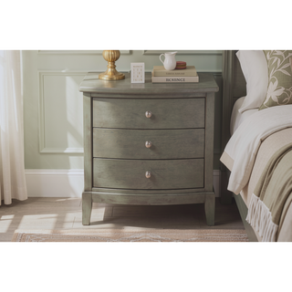 Sunvega Gray Finish Birch Veneer 3 Drawer Nightstand with Nickel Hardware