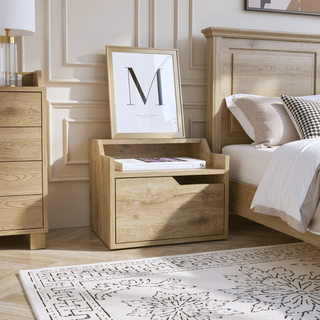 Sunvega Floating Nightstand with Single Drawer and Sleek Two-Tiered Shelf Surfaces for Bedroom