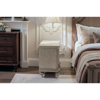 Sunvega Champagne Nightstand with Wood Construction 28 by 18 by 28 Inches