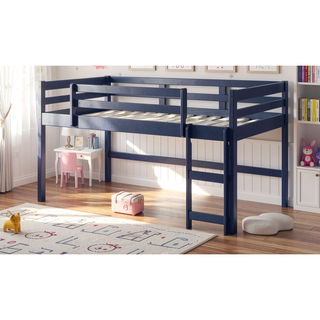 Sunvega Twin Loft Bed with Slats System and Right Facing Ladder in Espresso