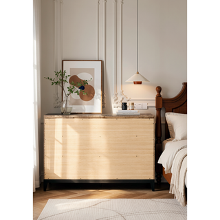 Sunvega Valdemar Brown Fabric and Weathered Gray Finish Queen Size Bed