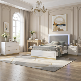 Sunvega Modern Minimalist White 4-Drawer Chest with Spacious Storage for Bedroom