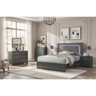 Sunvega Contemporary Metallic Gray Finish Chest with Acrylic Drawers and Bracket Feet