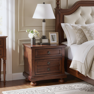 Sunvega Gray Modern Nightstand with Full Extension Drawers and Felt-Lined Top