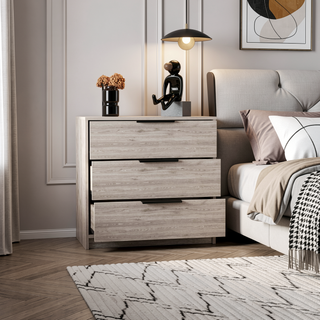 Sunvega Light Gray Three Drawer Dresser with Superior Top Display Surface