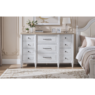 Sunvega Cement and Sand Mindi Veneer Teen Dresser with Seven Drawers