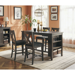 Sunvega Modern Counter Height Dining Table with Storage Shelves for Kitchen Breakfast