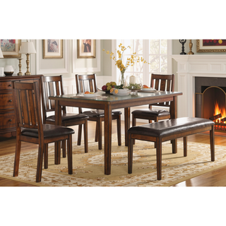 Sunvega Espresso Finish 6-Piece Dining Set with Table Bench and 4 Chairs