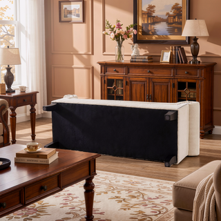 Sunvega Kathy Roll Arm Accent Bench with Nailhead Trim in Sky Neutral Beige