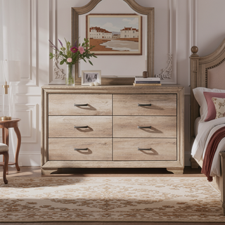 Sunvega Natural Finish Melamine Laminate Nightstand with 2 Dovetail Drawers