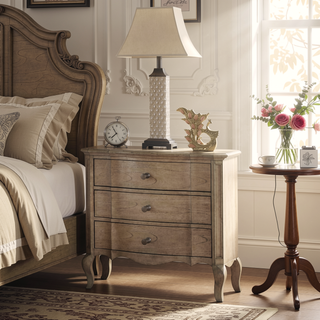 Sunvega Antique Taupe Nightstand with Three Spacious Felt-Lined Drawers