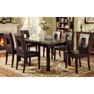 Sunvega Modern Contemporary Brown Faux Marble Top Birch Dining Table
